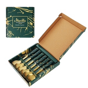 ステンレススプーン 大理石模様 模造磁器ハンドル ライトラグジュアリー レトロデザイン 韓国風 ロングハンドル - Product Image 5