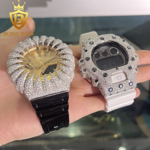 New arrivals Ice out vvs Real moissanite ga2100 bezel trường hợp đồng hồ đeo tay và Clasp công cụ phần Bust xuống Claw Đồng hồ nam hip hop - Product Image 3