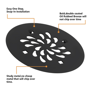 Grille de drain de douche au sol moderne noire mate de 4-1/4 pouces, écologique, anti-corrosion, légère et facile à installer - Product Image 4