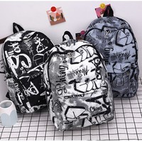 Sac à dos unisexe tendance grande capacité imperméable pour voyage et école, style graffiti japonais décontracté et artistique