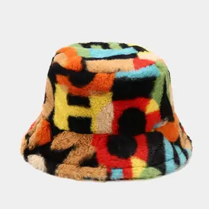 Benutzer definierte Winter Bucket Hat für Frauen Warme Hüte Niedliche warme weiche Kunst pelz Fisherman Cap