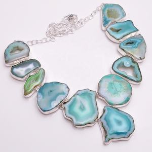 Collar de plata 925 sólida, Cuarzo Natural Solar, joyería de piedras preciosas drusas, joyería al por mayor - Product Image 1