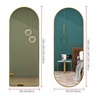 Miroir sur pied pleine grandeur avec cadre argenté, tendance pour la décoration intérieure, mobilier de salon personnalisé, miroir décoratif mural moderne pour dressing