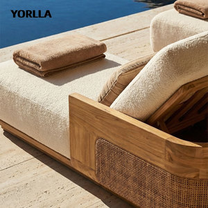 Conjunto de Muebles de Jardín Minimalistas y Modernos, Estilo Resort, Muebles de Patio de Teca, Tumbona para Piscina y Sofá Seccional para Jardín - Product Image 4