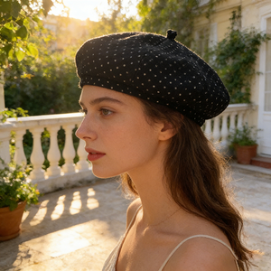 Béret Chic et Élégant à Pois pour Femme – Collection Printemps/Automne Décontractée – Chapeau <span class=keywords><strong>Citrouille</strong></span> Octogonal d'Inspiration Rétro Artistique pour la Plage - Product Image 5