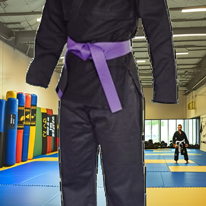Kimono de Jiu-Jitsu pour enfants, tissage perlé, 100% coton, léger, durable, avec ceinture blanche, logo sur le devant, approuvé par l'IBJJF - Product Image 2