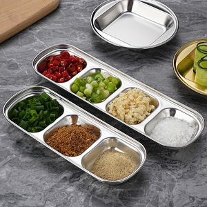 Plat de service rectangulaire coréen en acier inoxydable pour sauces, assiette à chili, bol à sauce soja, plat à <span class=keywords><strong>vinaigre</strong></span> pour fondue et barbecue - Product Image 2