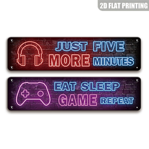 <span class=keywords><strong>Plaque</strong></span> Métallique Décorative Style Néon pour Gamers, Motif Manette et Casque, Décoration <span class=keywords><strong>Murale</strong></span> pour Salle de Jeu, Chambre et Ornement Domestique - Product Image 1