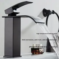 Wastafel kamar mandi Modern pegangan tunggal, mikser air panas dingin meja rias lubang tunggal Stainless