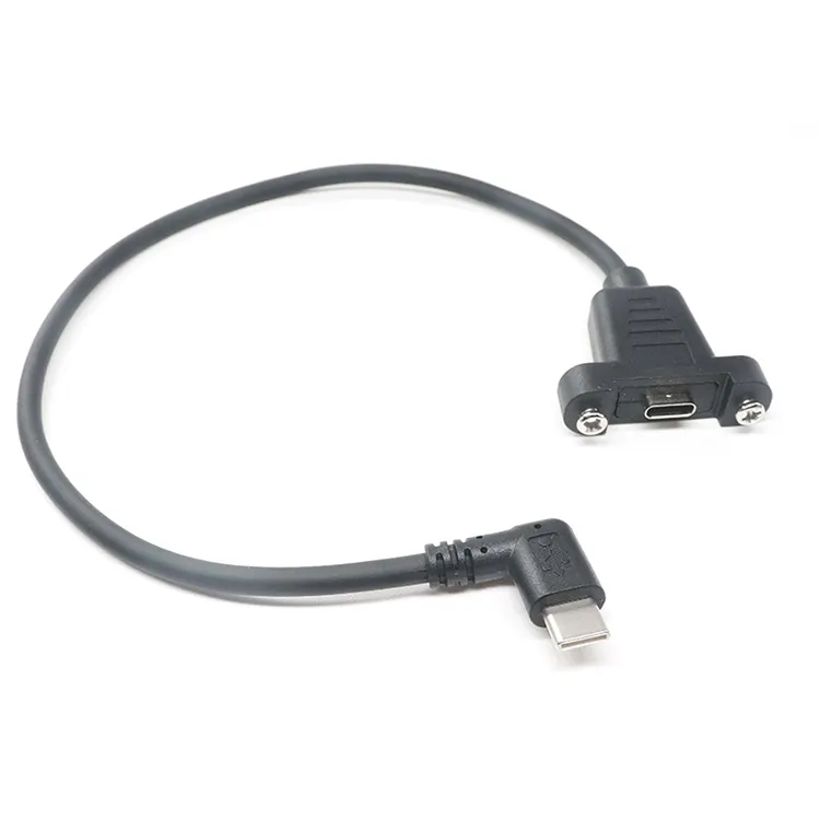 Right Angle Type C Male to Female USB 3.1 Type C With Screw Mount Locking Adapter Converter Data Cable for Digital Devices