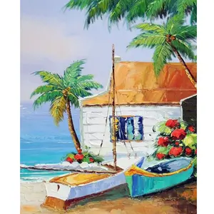 Kit de pintura por números, cuadro de árbol de Coco para colorear por números para adultos, artesanías para principiantes, decoración del hogar, 40x50cm