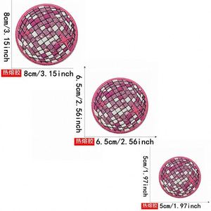 Nuevo parche termoadhesivo bordado de varios tamaños con borde brillante y purpurina, diseño de planeta colorido estilo disco, para decoración de ropa, sombreros y bolsos. - Product Image 6