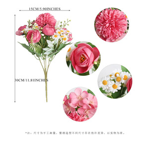 Set di bustine di fiori artificiali rosa margherita ortensia decorazione per la casa matrimonio fiori fiori floreali - Product Image 4