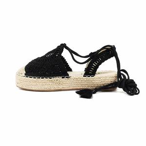 Sandalias de Plataforma con Esparto y Borlas de Macramé Hechas a Mano para Mujer, con Logotipo Personalizado OEM, Calzado de Verano - Product Image 2