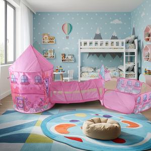 เต็นท์บ้านเด็กเล่นพกพา 3-in-1 ปราสาท<span class=keywords><strong>ส</strong></span>ีชมพู เต็นท์ทรงกระโจม <span class=keywords><strong>ส</strong></span>ำหรับเล่นในร่มและกลางแจ้ง บ้านเจ้าหญิงพร้อมอุโมงค์ - Product Image 4