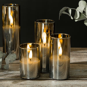 Nuovo Desgin decorazione domestica di Matti pilastro di vetro grigio Set di 5 candele Led - Product Image 3