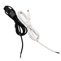 Câble USB mâle vers connexion 2 broches avec interrupteur à bouton marche/arrêt LED, cordon de commande à une touche, 1,5 m, noir/blanc, cordon d'alimentation LED