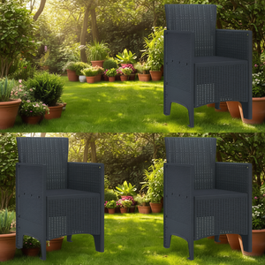 Juego de Sillas de Jardín Antracita de 4 Piezas, Muebles de Resina para Exteriores, Diseño Elegante para Uso en el Jardín - Product Image 2
