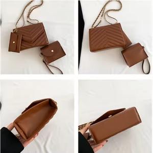 2025 New Arrival Crossbody Woman's Bags PU Leather Set of 3 Pcs Bag Chain Shoulder Sling Bags for Woman Flap Lady Handbag - Product Image 5