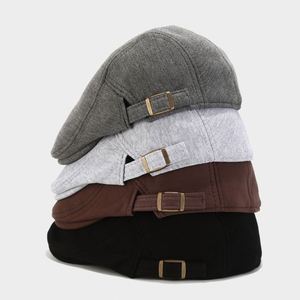 Nouveau Béret en Jersey de Coton Couleur Unie Automne Hiver 2024 pour Hommes et Femmes – Chapeau Décontracté Tendance Personnalisable Style Ivy - Product Image 1