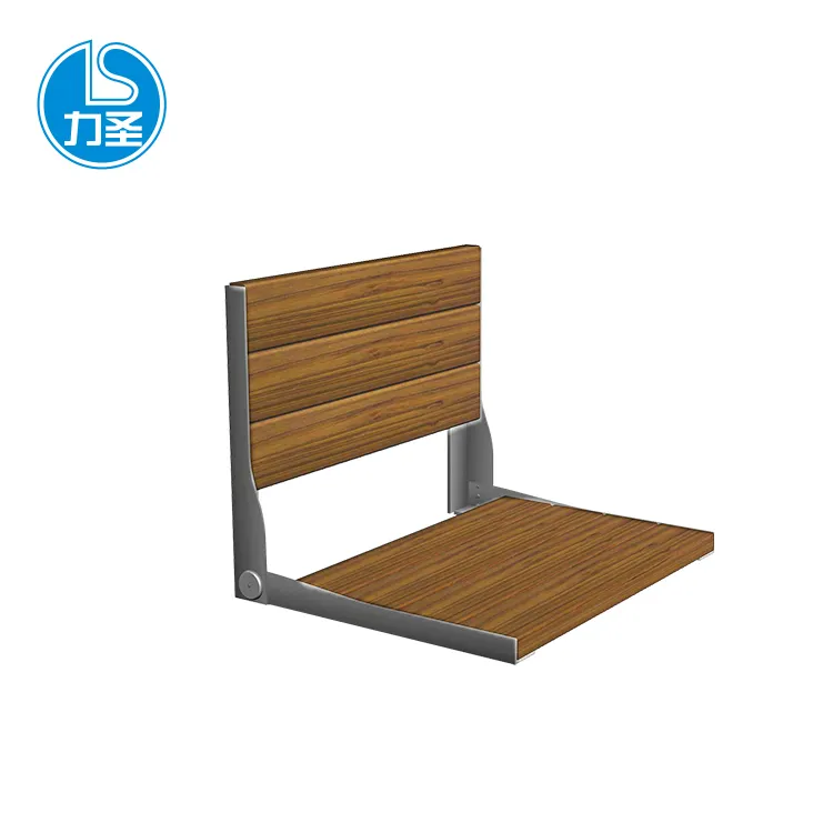 Elderly Disabled Bathroom Accessories Wall Mounted Folding Bathroom Teak Wooden Shower Seat Foldable Shower Seat