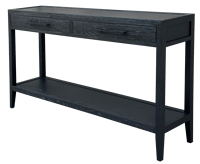 Table console d'entrée de salon HL622-150 au design moderne en bois de chêne massif avec étagères de rangement et 2 tiroirs