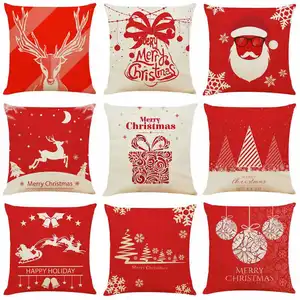 Personalized Customized Fashion Christmas Pillow Case 100% Cotton Printed Burlap Blended Pillow Covers