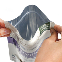 Sachets Mylar personnalisés brillants en aluminium avec fermeture éclair, résistants à l'humidité, pour compléments alimentaires et poudres végétales naturelles