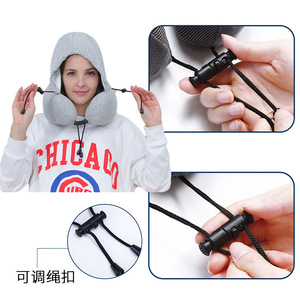 Oreiller en forme de U en mousse à mémoire de forme, soutien pour le cou et la tête, oreiller de voyage pour avion, gris clair, 28x26x14cm, portable pour adultes et personnes âgées - Product Image 2