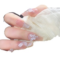 Nuevas Puntas de Uñas Postizas 3D en Relieve de Alta Gama, Pre-fabricadas, Largas, Cuadradas, Elegantes, Blanqueadoras y Usables