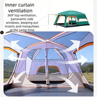 Tente de camping gonflable de luxe 2 chambres 1 salon, installation rapide en 3 minutes, moustiquaire intégrée, utilisable toute l'année