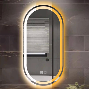 <span class=keywords><strong>กระจก</strong></span>ห้องน้ำทรงรีสมัยใหม่พร้อมไฟ LED เลนส์กระจกป้องกันฝ้า ติดผนัง สำหรับใช้ตกแต่งห้องน้ำในโรงแรม บ้าน ร้านเสริมสวย - Product Image 2