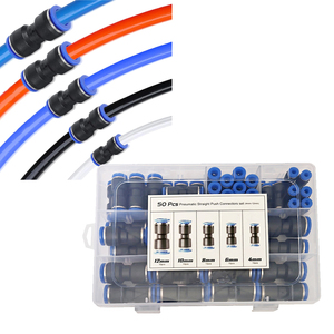 Raccords de tuyau d'air droits en Pu + plastique, 50 pièces, multi-tailles (4-12mm), connecteur pneumatique à dégagement rapide avec anneau elliptique - Product Image 1