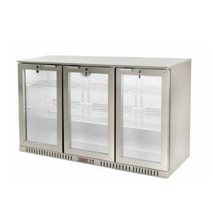 Réfrigérateur de bar encastrable à gaz en acier inoxydable avec 3 portes coulissantes en verre, contrôle numérique, capacité de 450 canettes/260 bouteilles - Product Image 1