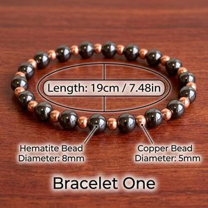 Bracciale di Ematite Fatto a Mano di Tendenza con <span class=keywords><strong>Perline</strong></span> in Rame, Bracciale Minimalista Moderno con <span class=keywords><strong>Perline</strong></span>, Gioiello Unisex alla Moda, Regalo per Uomo - Product Image 5