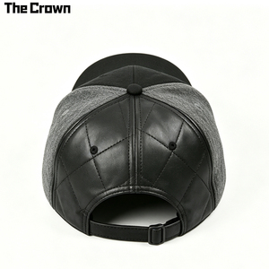 Casquette de baseball sportive personnalisée matelassée à points losanges, 6 panneaux, avec côtés en similicuir épissé, fermeture à boucle métallique, unisexe, vente en gros - Product Image 3