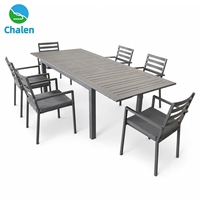 Table à manger de jardin moderne 6 places extensible en aluminium Ensemble de mobilier d'extérieur pour cour Mobilier de chambre en métal confortable