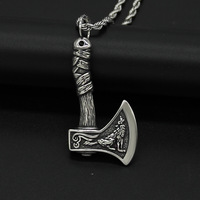 Acier inoxydable Ancien AX Pendentif vintage Collier Hip hop mens punk viking hache Nordique argent Celtique noeud Rune Amulette hache