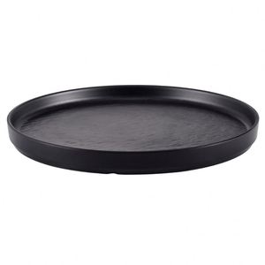 <b>Black</b> Round Melamine Steak <b>Plate</b>, Sushi & BBQ Serving Tray, Ceramic-Look Western Dinner <b>Plate</b> for Restaurant Use - Product Image 3