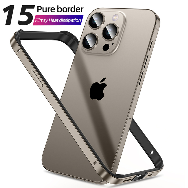Aluminum Frame Bumper Mobile Phone Cases for iPhone 15 Pro Silicone+Metal Hard Case for iPhone 15 Pro Max