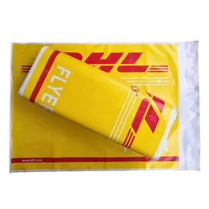 Sacs de courrier en plastique avec Logo personnalisé imprimé par DHL, enveloppes de livraison biodégradables, Poly, pour vêtements, 50 pièces