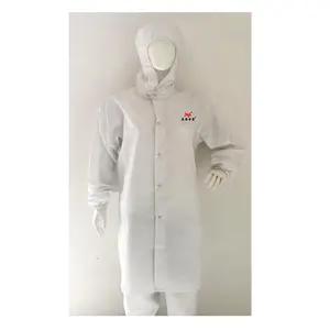 CUSTOMIZED washable grey green buttons cheap hooded lab coat ESD SMOCK