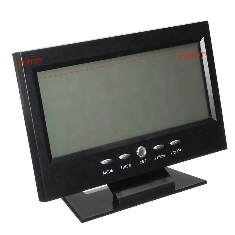 Horloge numérique LCD pour bureau, affichage LCD, température et humidité, thermomètre, hygromètre, prévision météo, horloge de Table