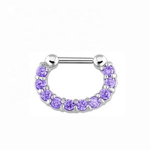 Hint tarzı yarım daire burun Septum yüzük vücut Piercing takı menteşeli Segment <span class=keywords><strong>D</strong></span> şekli zirkon burun halkası - Product Image 5