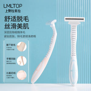 LMLTOP Maquinilla de Afeitar Manual de 3 Cuchillas para Mujer, Acero Inoxidable, para Axilas, Rosa y Azul A0920 - Product Image 2