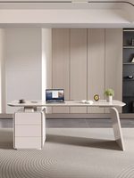 Bureau de direction moderne et minimaliste de style italien, conçu par des designers, avec finition brillante, table de consultation, bureau informatique pour le secteur médical