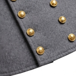 Men Civil Style Wool Jacket Historical Reproduction Uniform Gray <b>Red</b> Shoulder Buttons Winter - Product Image 6