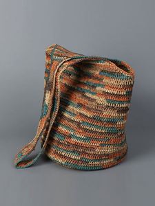 Bolso de Hombro de Rafia Tejido a Mano para Mujer, con Forro de Algodón y Patrón de Hilo, Estilo Playa, Moda Verano 2025 - Product Image 6