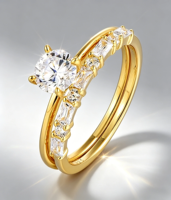 Fabricants de bijoux personnalisés QX, bague en moissanite de luxe D VVS1 |   Argent sterling 925 / Or 14 carats |   Bijoux de fiançailles et de mariage