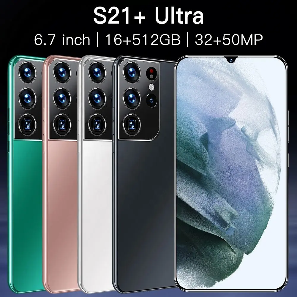 Smartphone s21 ultra 6.7 polegadas original, celular com 16gb de ram, 512 gb de android, identificação facial, desbloqueado, 5g